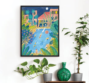 Pool Party art print by Kate Sampson for Red Gate Arts
