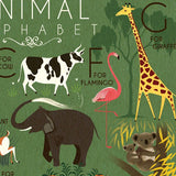 Close up of A-Z Animal Alphabet Art print by Kate and Ruth Sampson for Red Gate Arts